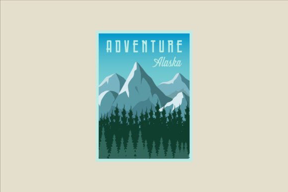 Alaska Travel Vector Poster Design for Graphic Templates and Handmade Creations