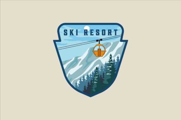 Cable Car Ski Resort Emblem Logo Vector: A Graphic Design Asset for Crafters