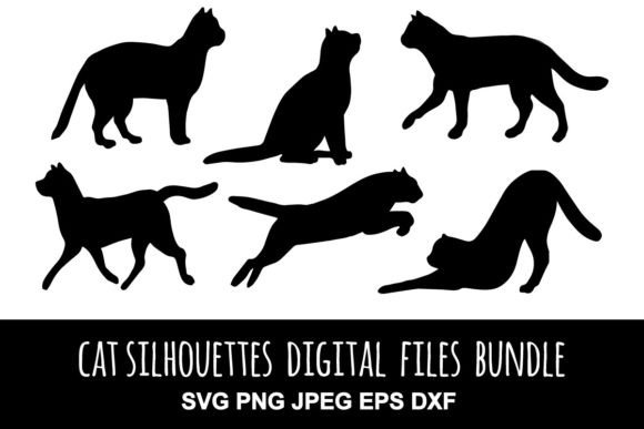 Cat Silhouette Graphics for Modern Editorial and Web Design