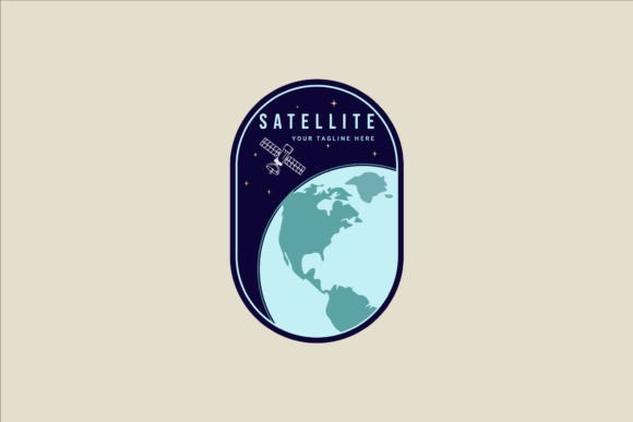 Emblem of Satellite on Earth Logo Vector for Modern Branding