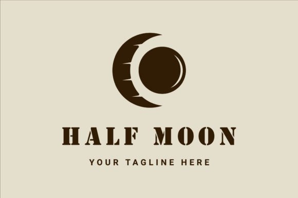 Half Moon Logo Vintage Vector Design