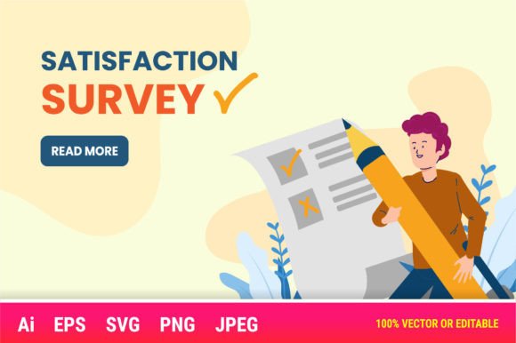 Human Satisfaction Survey Cartoon: A Versatile Illustration for Local Business Branding