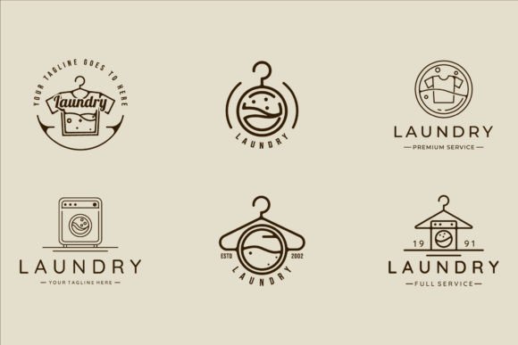 Laundry Line Art Vector Logo Graphics