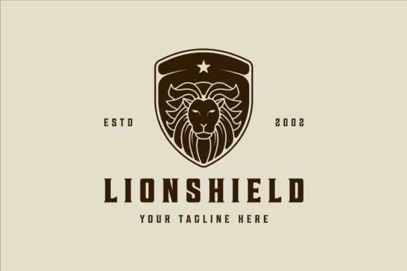 Lion Head of Shield Vector Logo Vintage: A Bold Graphic Design Asset for Branding