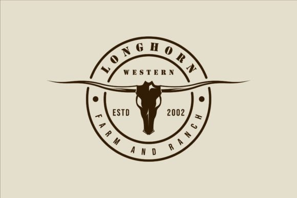 Longhorn Texas Logo Vector Retro Design Review