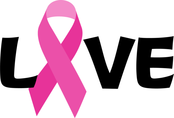 Love Breast Cancer Ribbon Awareness Graphics for Crafts and Local Business Branding