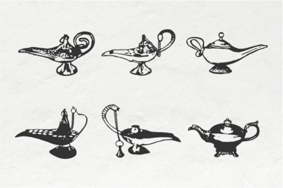 Magic Lamp Vintage Illustration Vector: Graphics with Character