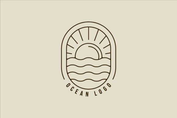 Ocean Waves Line Art Logo Vector Design