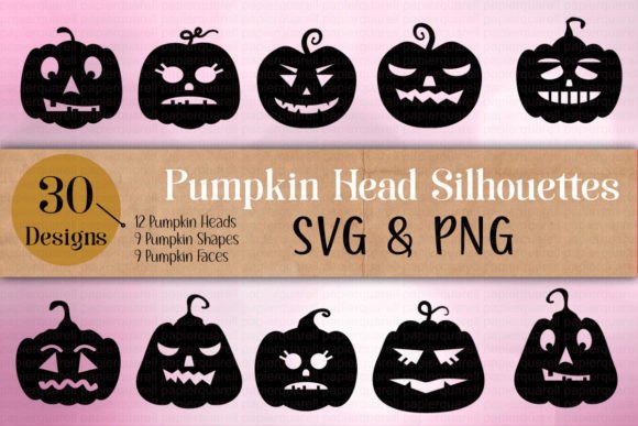 Pumpkin Head Silhouettes SVG Graphics for Crafts and Creative Projects