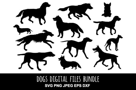 Set of Dog Silhouette Graphics and Illustrations