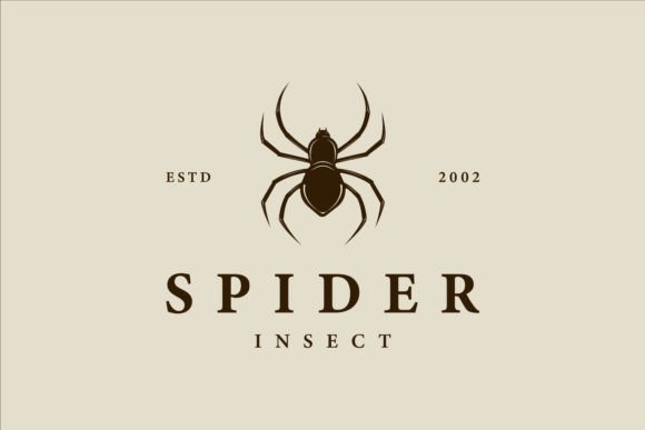 Silhouette Spider Logo Vintage Design: A Retro Graphic for Bold Branding