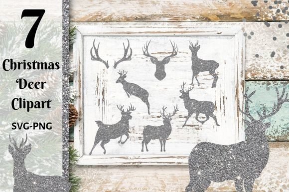 Silver Glitter Christmas Deer Clipart for Polished Web and Editorial Design